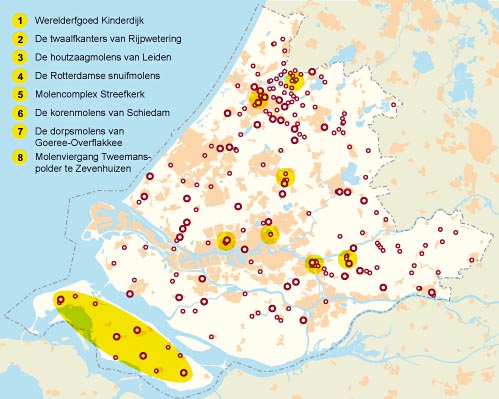 Molenkaart van Zuid-Holland